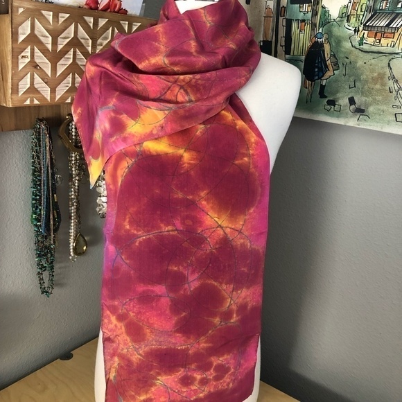 Handmade Tie Dye Silk Scarf - Dopamine - Picture 2 of 8